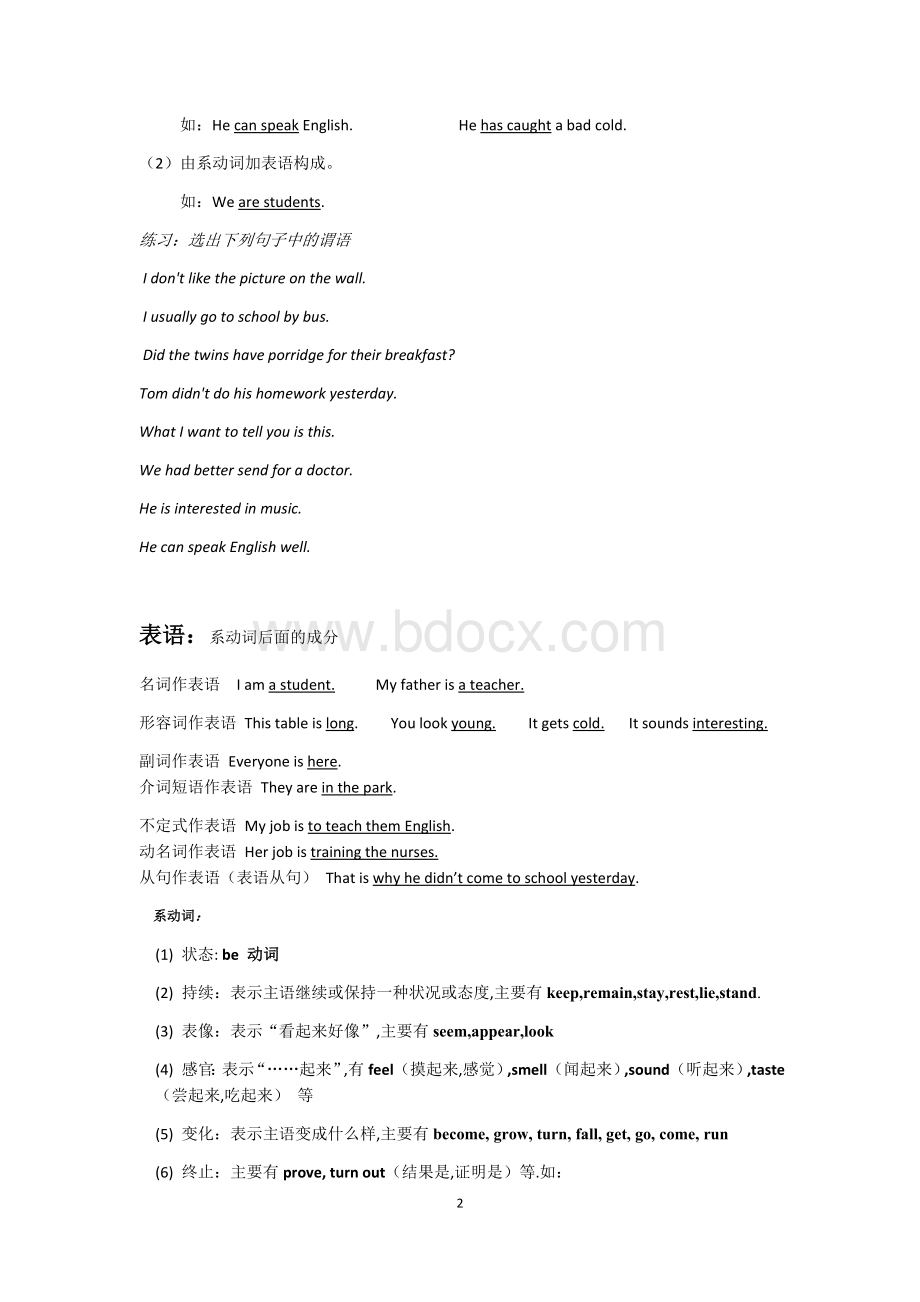 英语句子成分划分的基本概述附配套练习和答案.docx_第2页