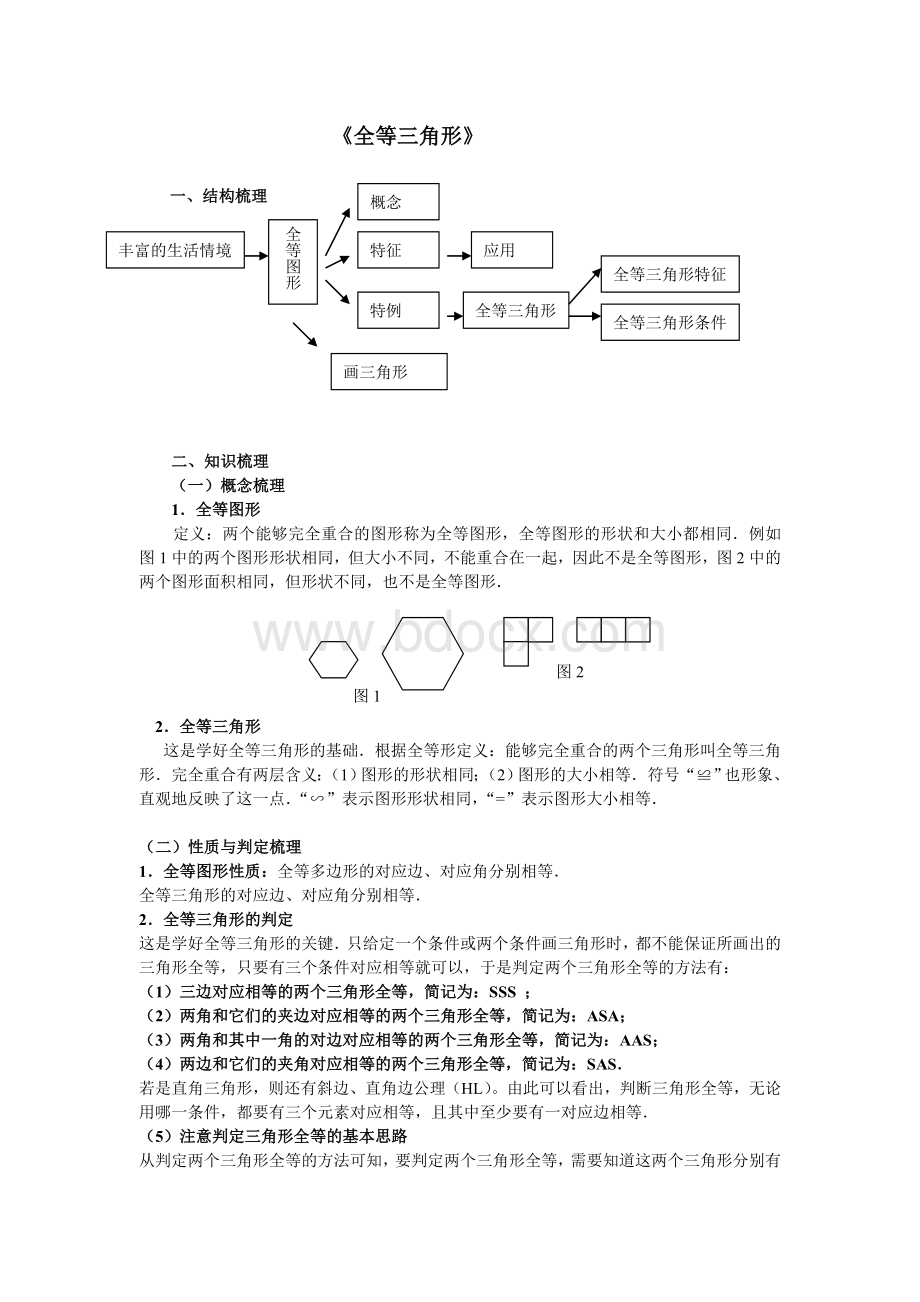 初中数学全等三角形的知识点梳理.doc