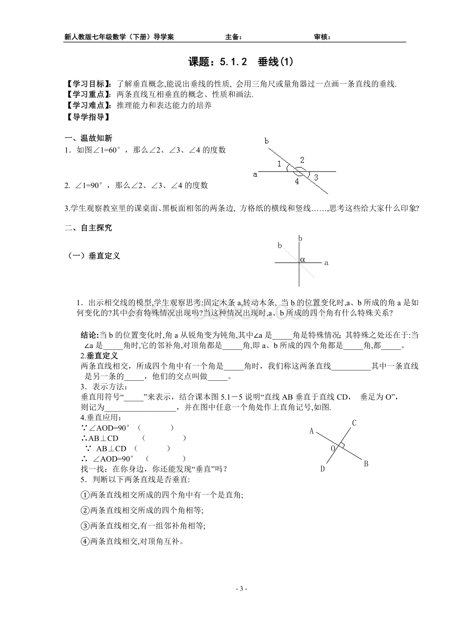 新人教版七年级数学(下册)第五章导学案及参考答案.docx_第3页