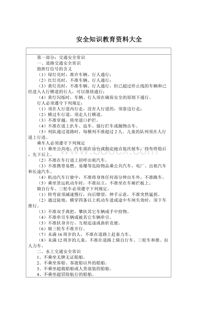 安全知识教育资料大全Word文件下载.docx