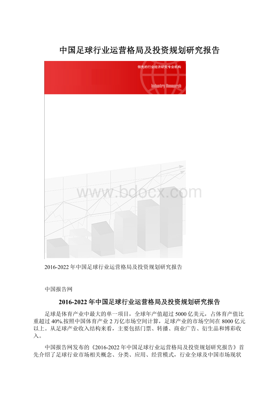 中国足球行业运营格局及投资规划研究报告Word文档格式.docx