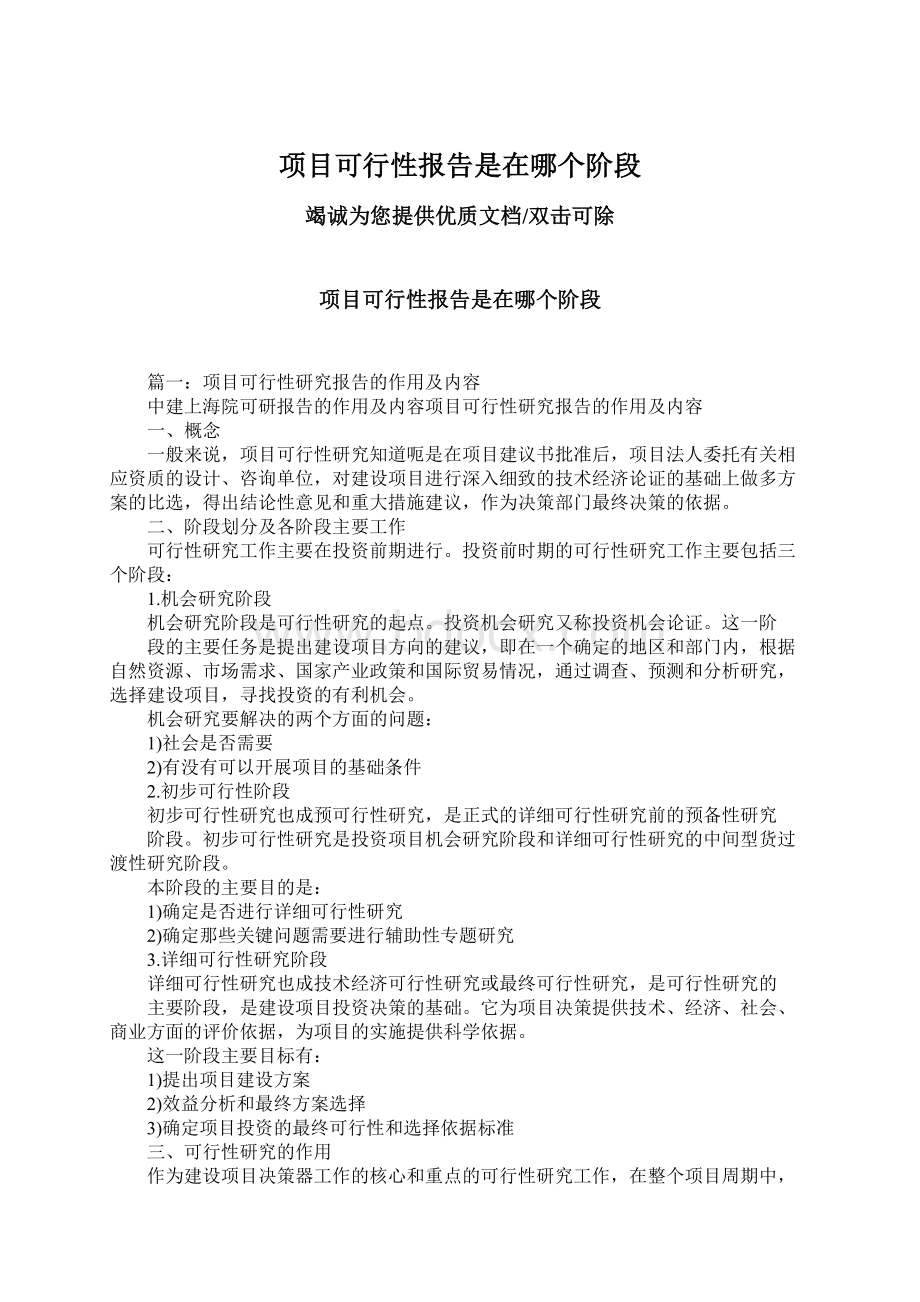 项目可行性报告是在哪个阶段文档格式.docx