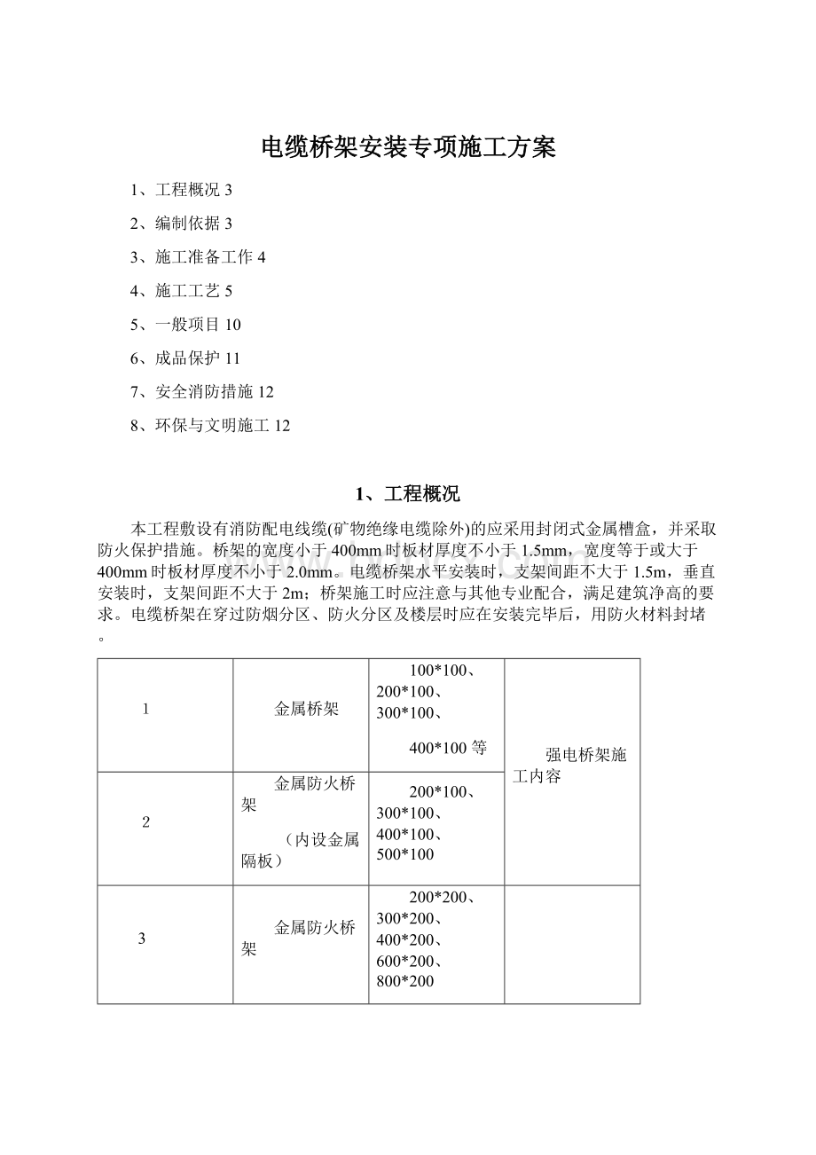 电缆桥架安装专项施工方案.docx_第1页