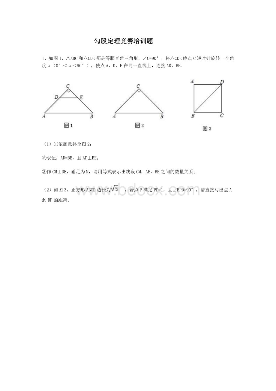 勾股定理竞赛培训题(含答案)文档格式.doc_第1页