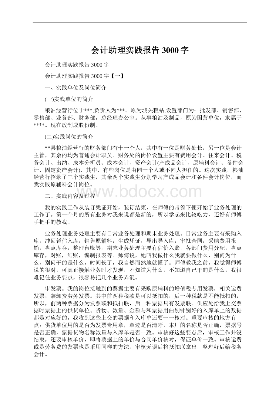 会计助理实践报告3000字.docx