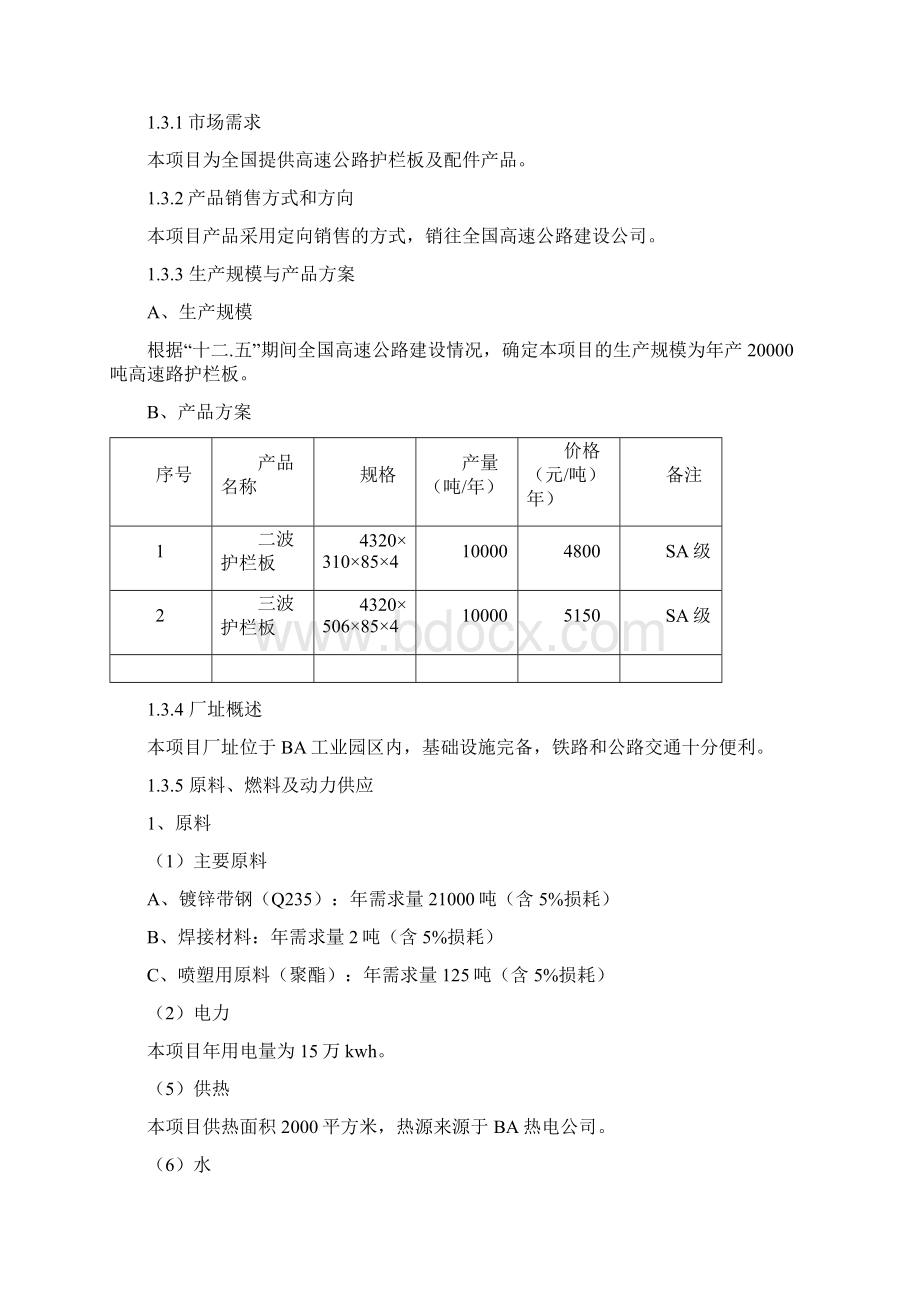 年产0吨高速路护栏板项目可行性研究报告.docx_第3页