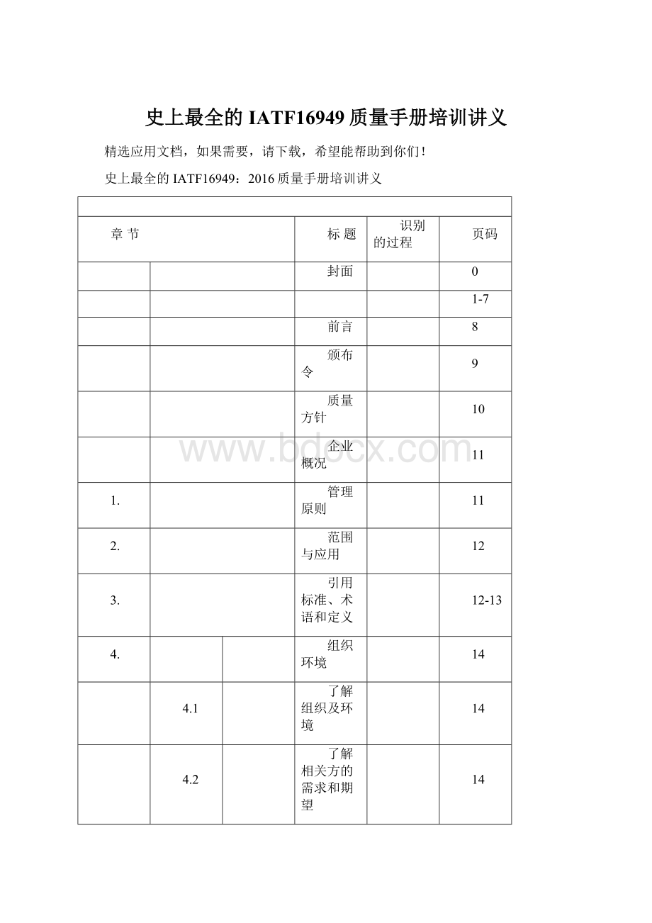 史上最全的IATF16949质量手册培训讲义Word格式.docx