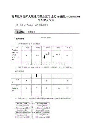 高考数学北师大版通用理总复习讲义45函数yAsinωx+φ的图像及应用.docx