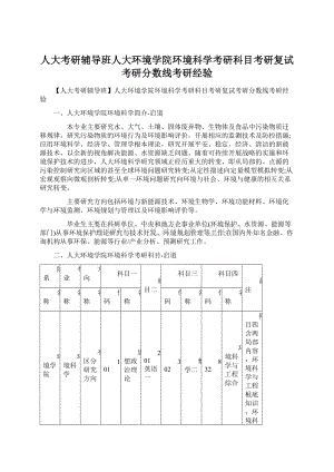 人大考研辅导班人大环境学院环境科学考研科目考研复试考研分数线考研经验.docx