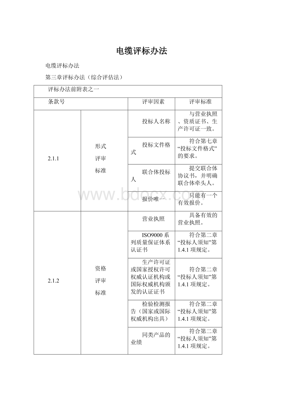 电缆评标办法文档格式.docx_第1页