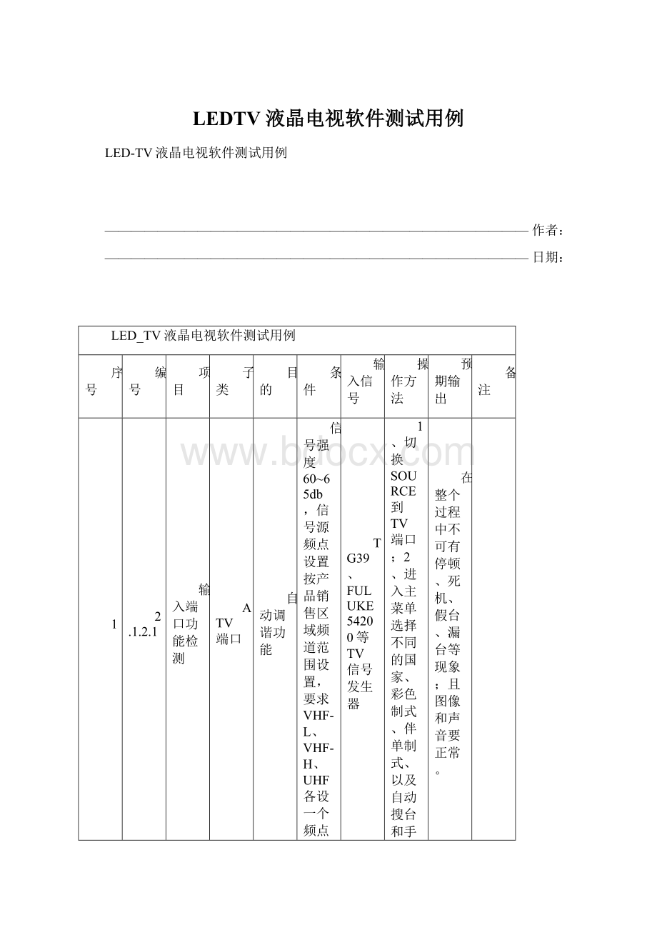 LEDTV液晶电视软件测试用例Word文件下载.docx_第1页