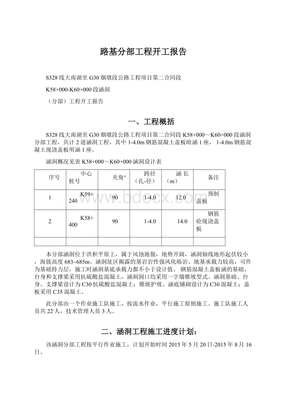 路基分部工程开工报告.docx