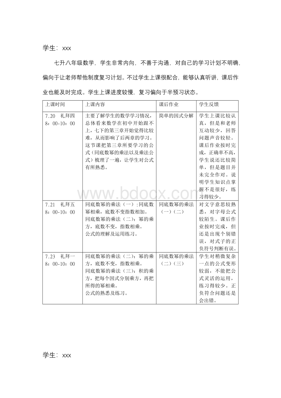 学生反馈情况7.23.docx