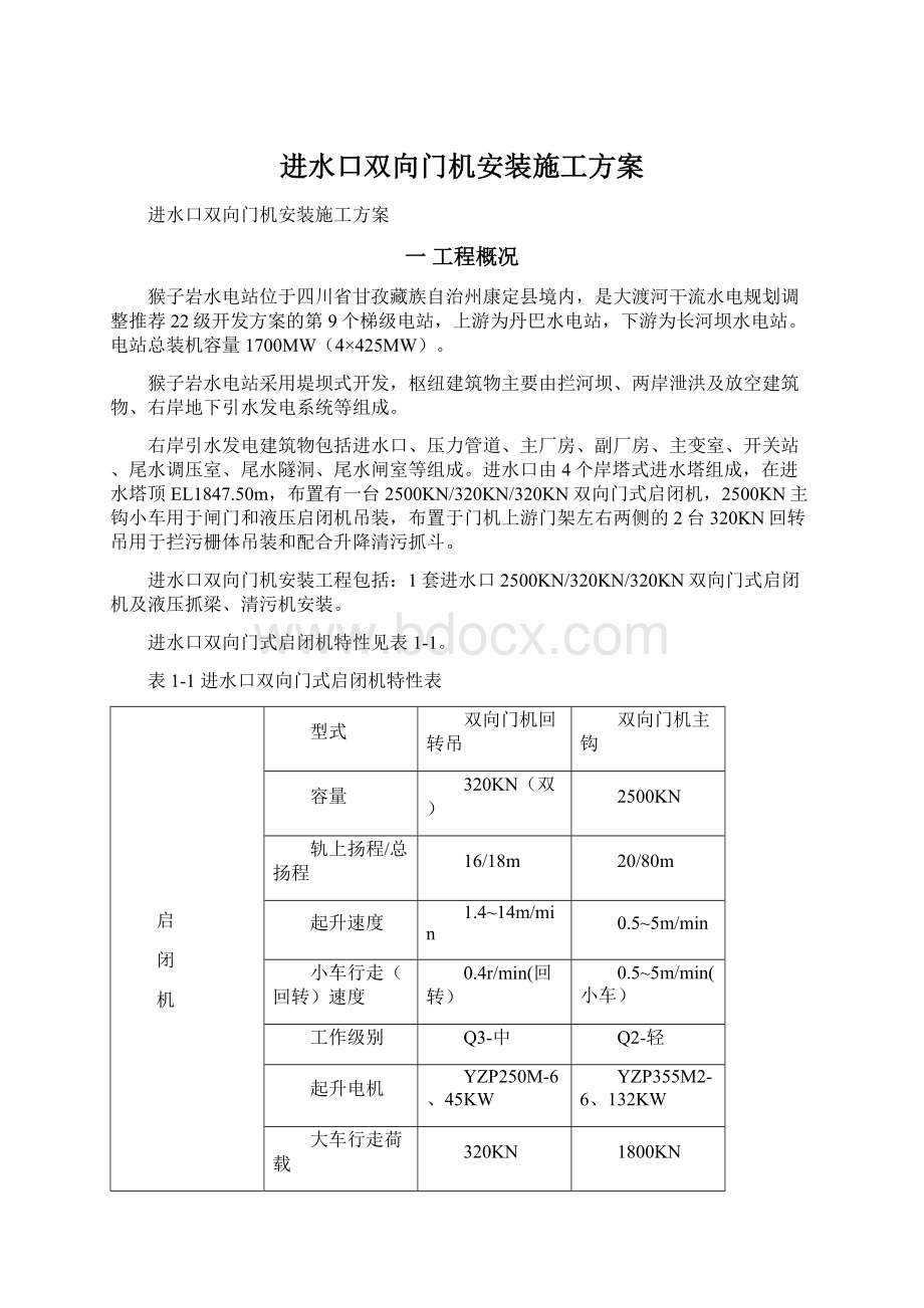 进水口双向门机安装施工方案.docx_第1页