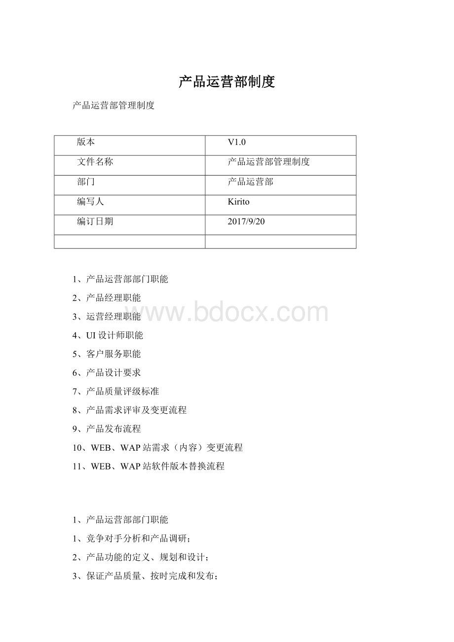 产品运营部制度文档格式.docx