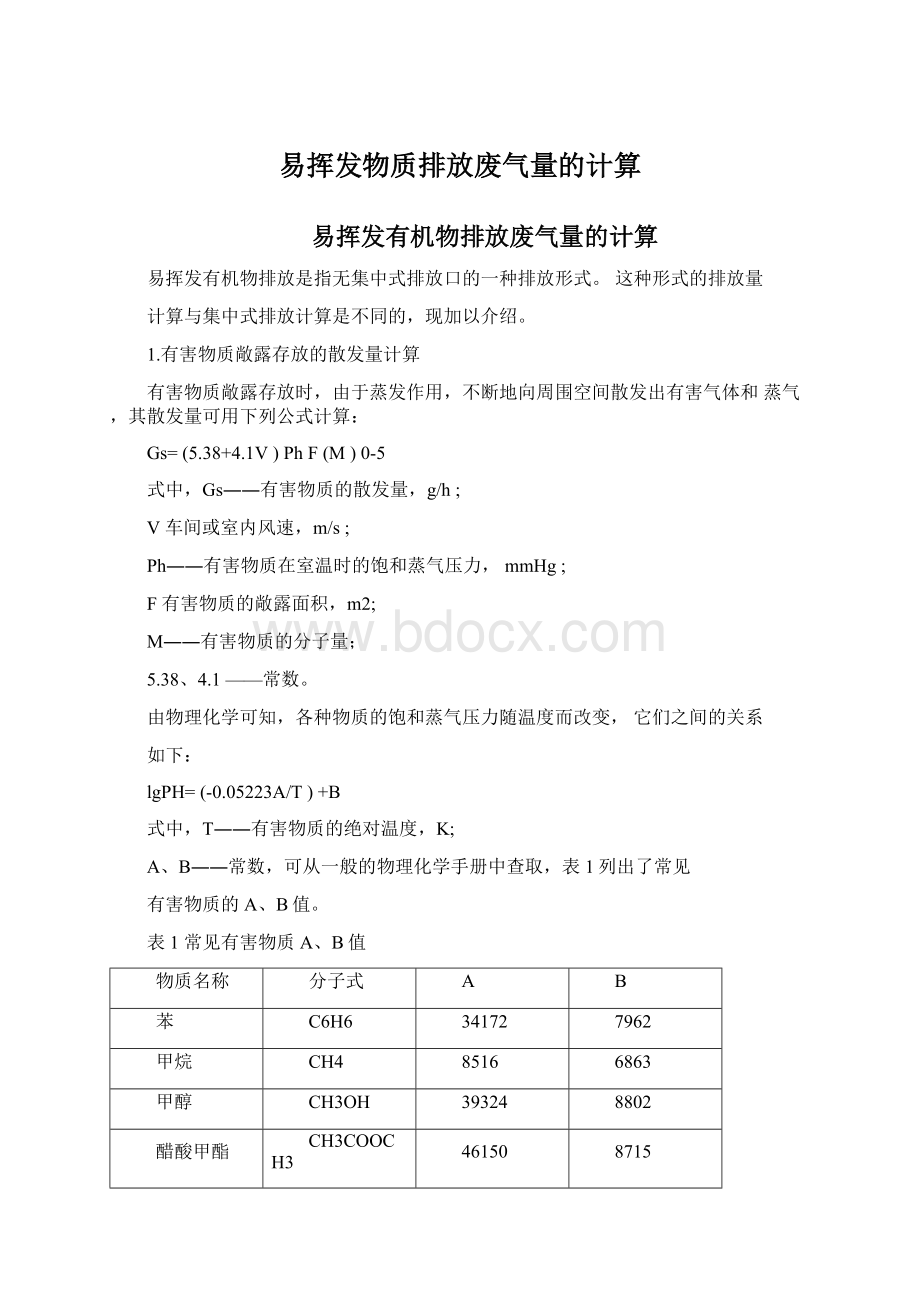 易挥发物质排放废气量的计算.docx_第1页