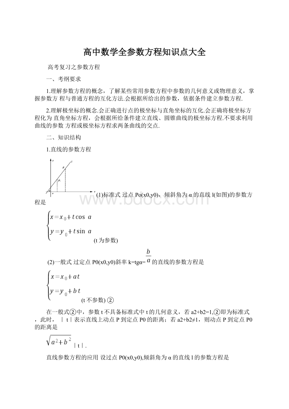 高中数学全参数方程知识点大全.docx