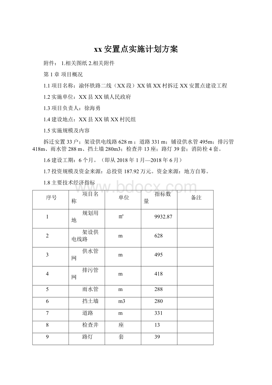 xx安置点实施计划方案.docx_第1页