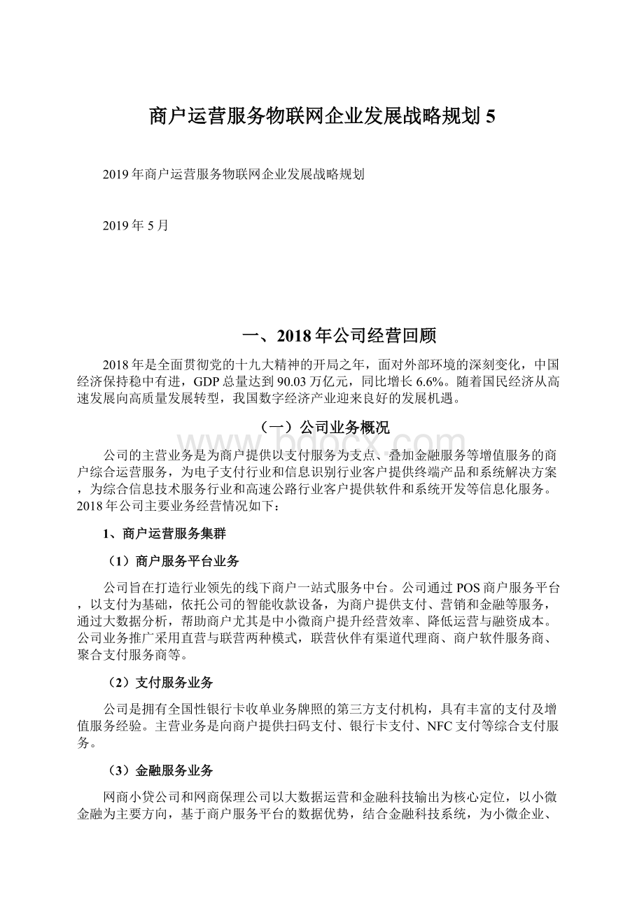 商户运营服务物联网企业发展战略规划5.docx_第1页