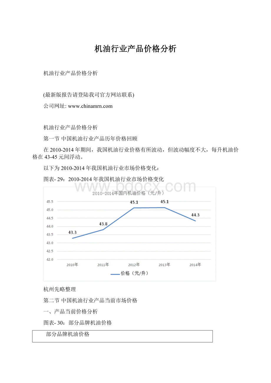 机油行业产品价格分析Word文档格式.docx