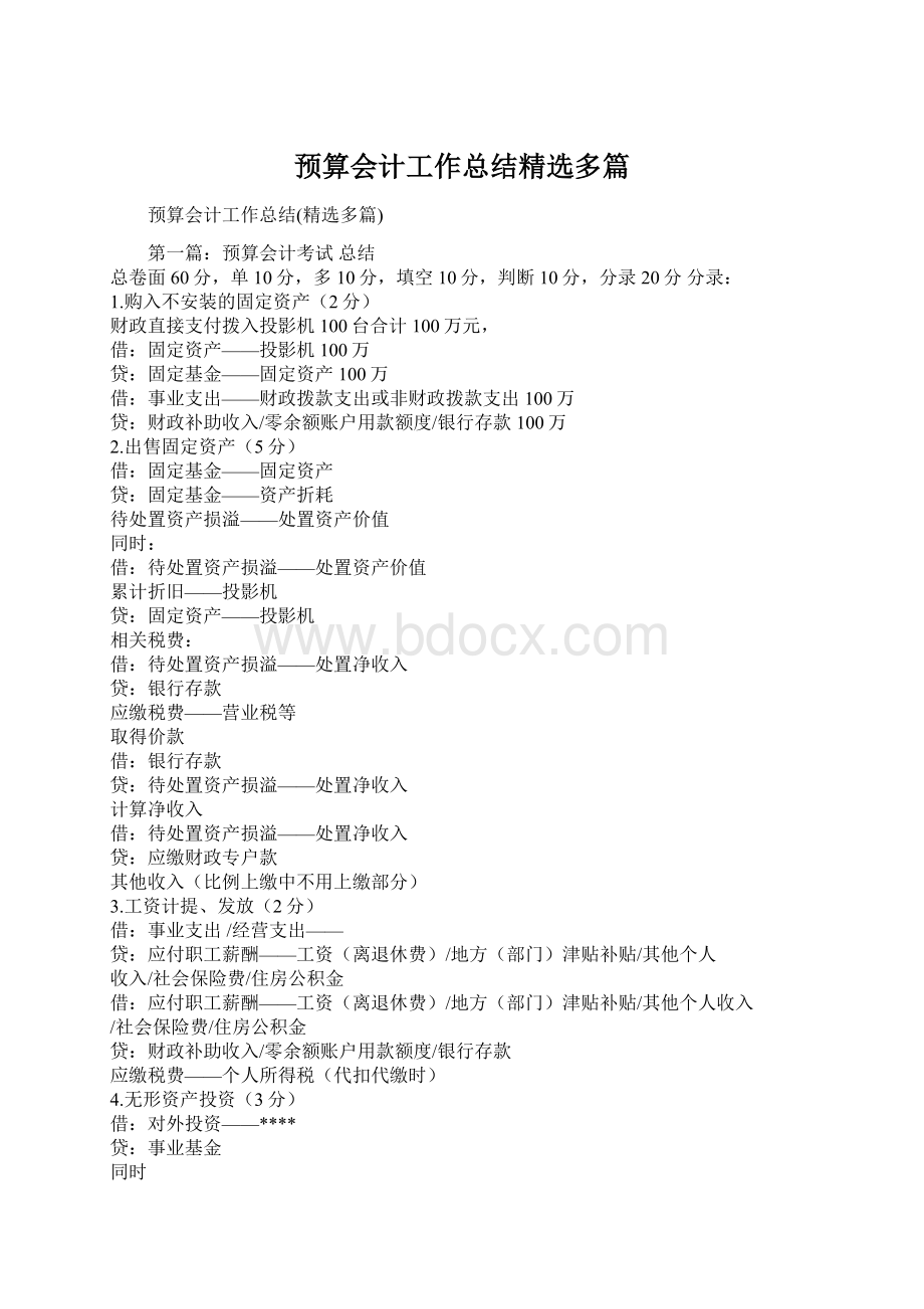 预算会计工作总结精选多篇.docx_第1页