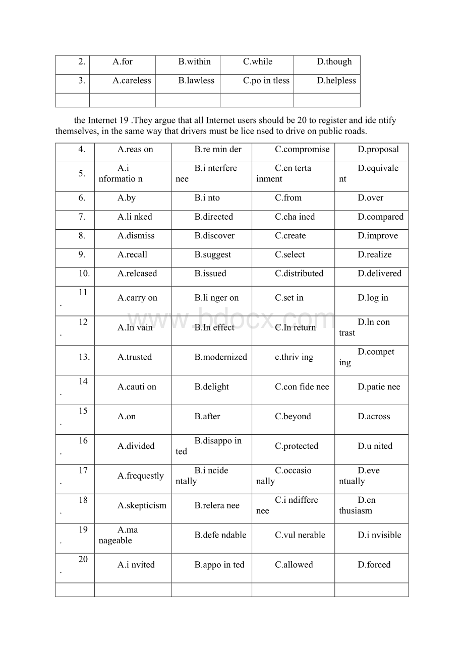 全国硕士研究生入学考试英语二试题及阅卷标准答案Word格式.docx_第2页