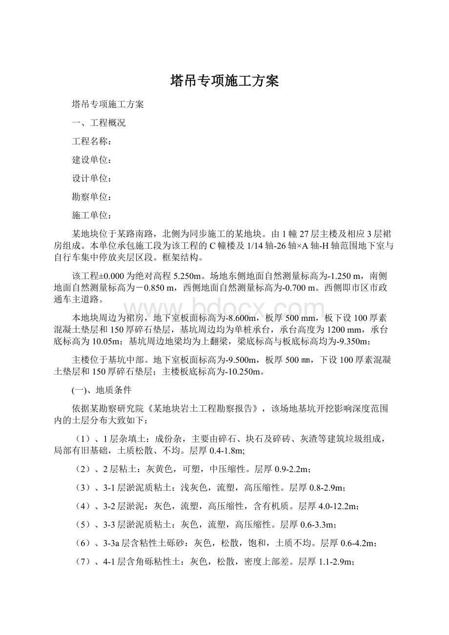 塔吊专项施工方案文档格式.docx_第1页