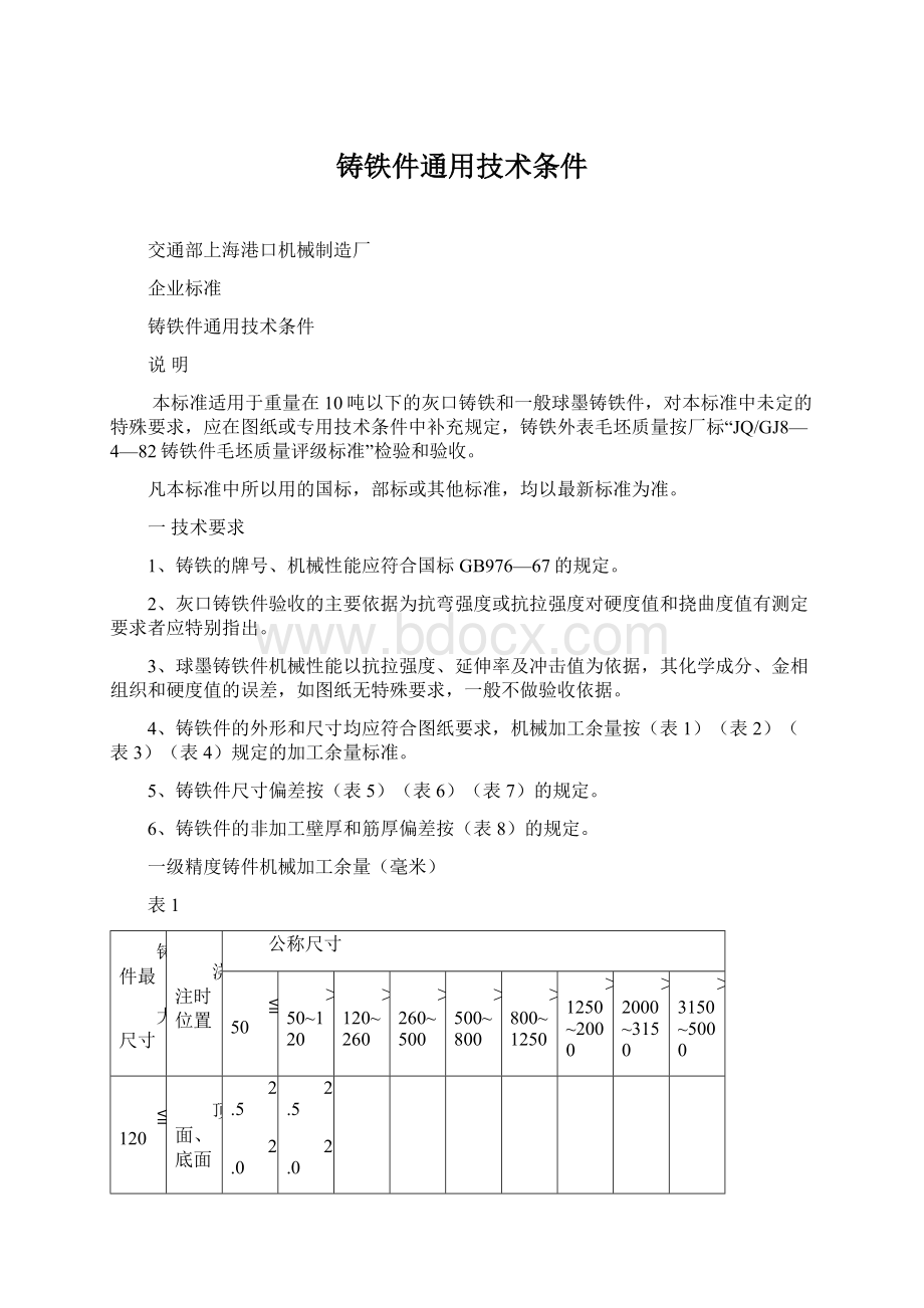 铸铁件通用技术条件.docx_第1页