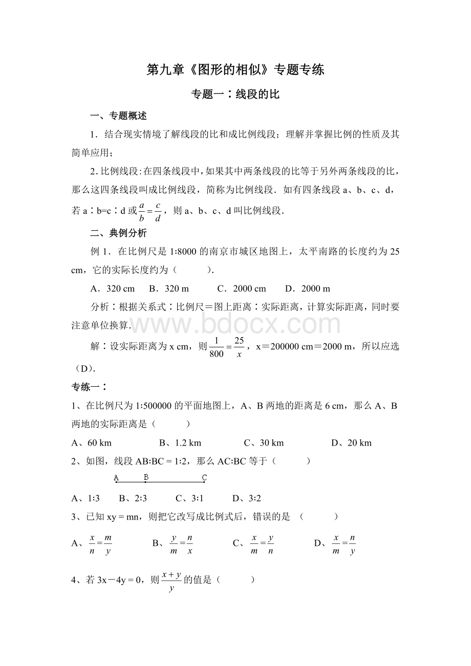 鲁教版数学年级下第章《图形的相似》专题专练.doc_第1页