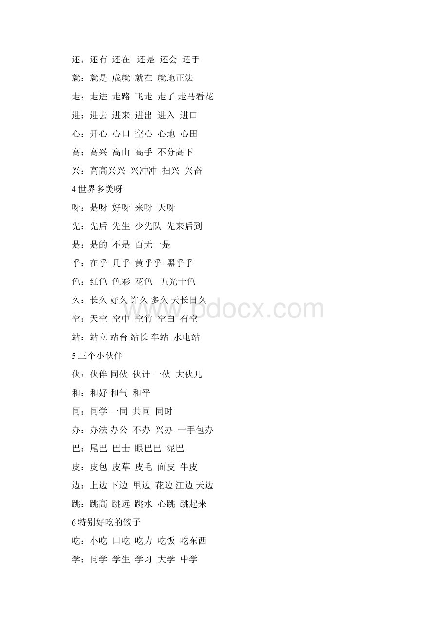 新版苏教版一年级语文下册第二学期一下扩词.docx_第3页