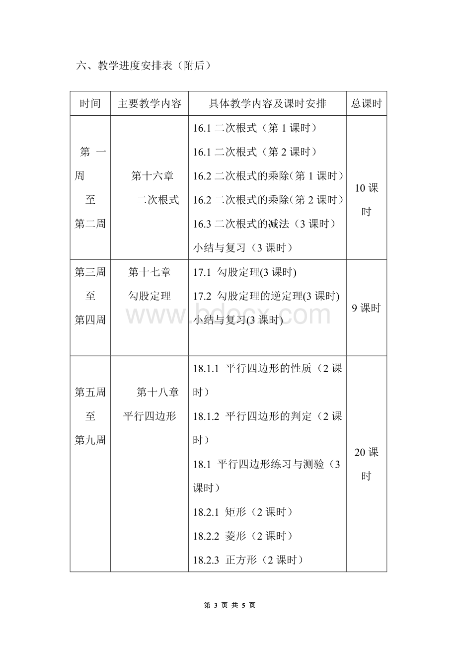 人教版八年级下册数学教学计划.doc_第3页