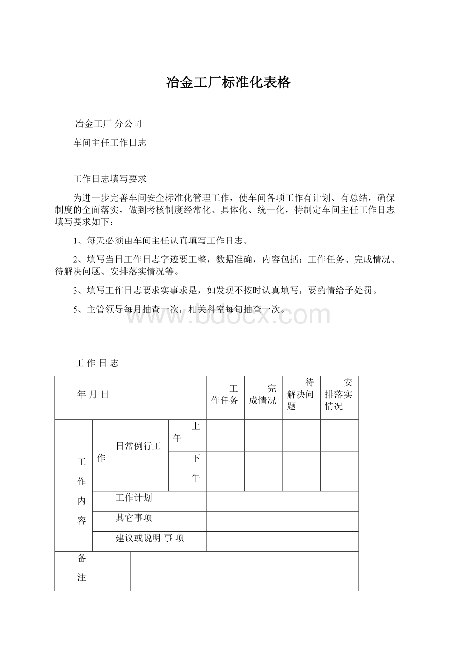 冶金工厂标准化表格.docx