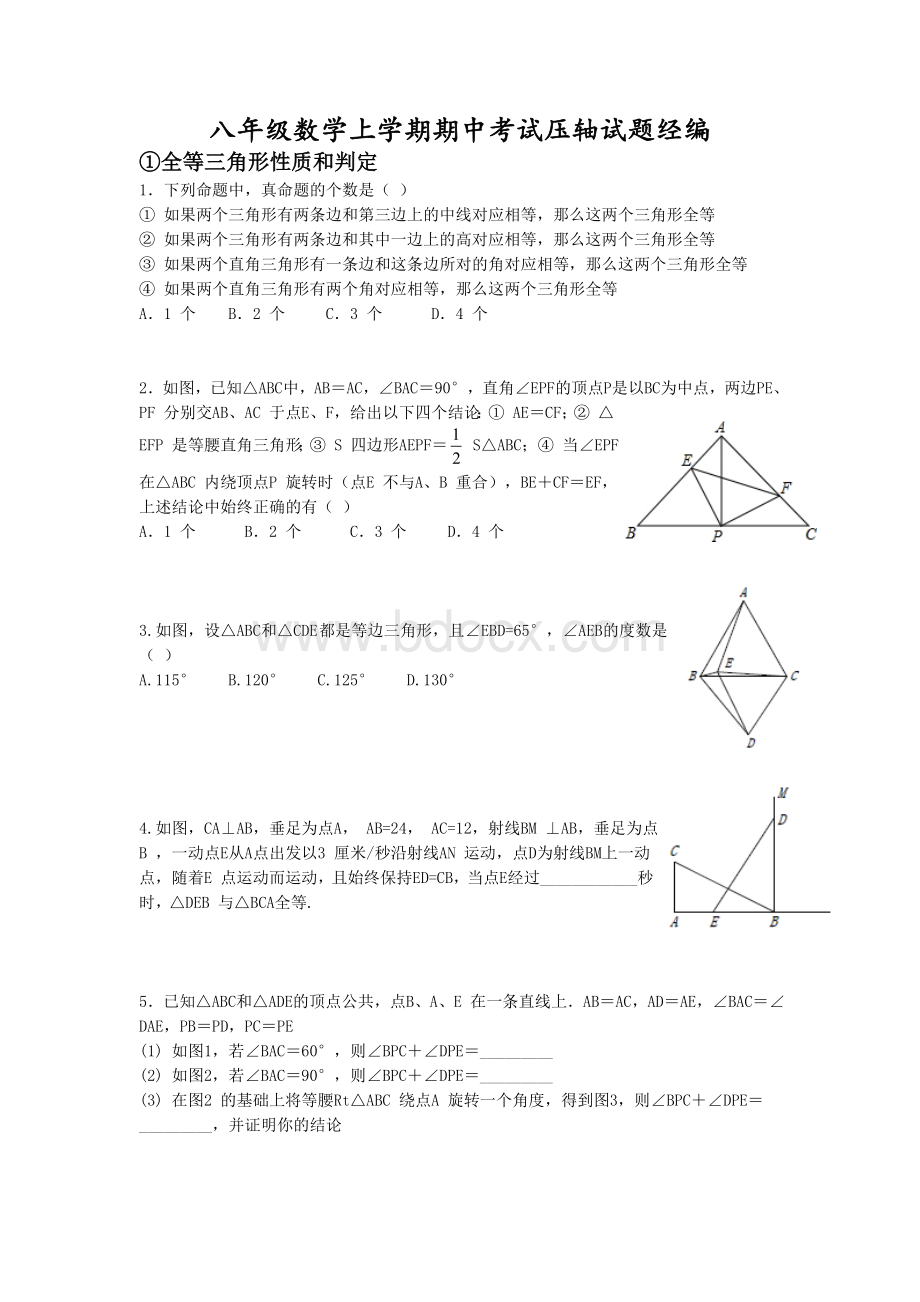 八年级数学上册压轴试题精编Word文件下载.doc