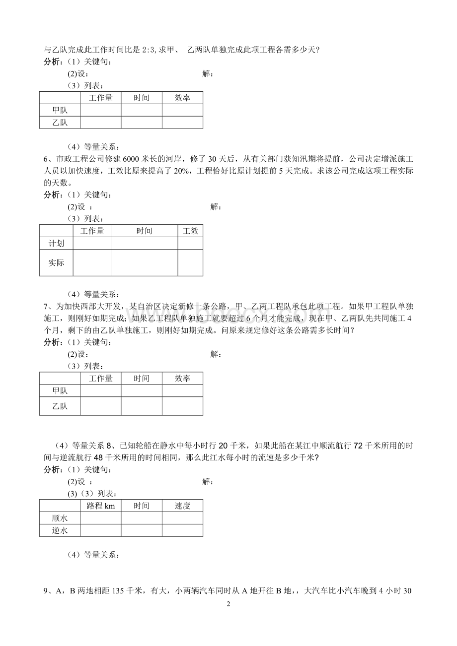 八年级分式方程应用题思维训练(附答案).doc_第2页