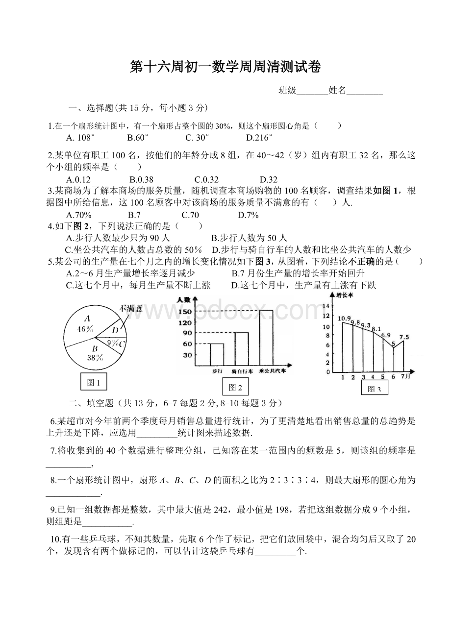 初一数学数据与统计图表测试题Word格式文档下载.doc