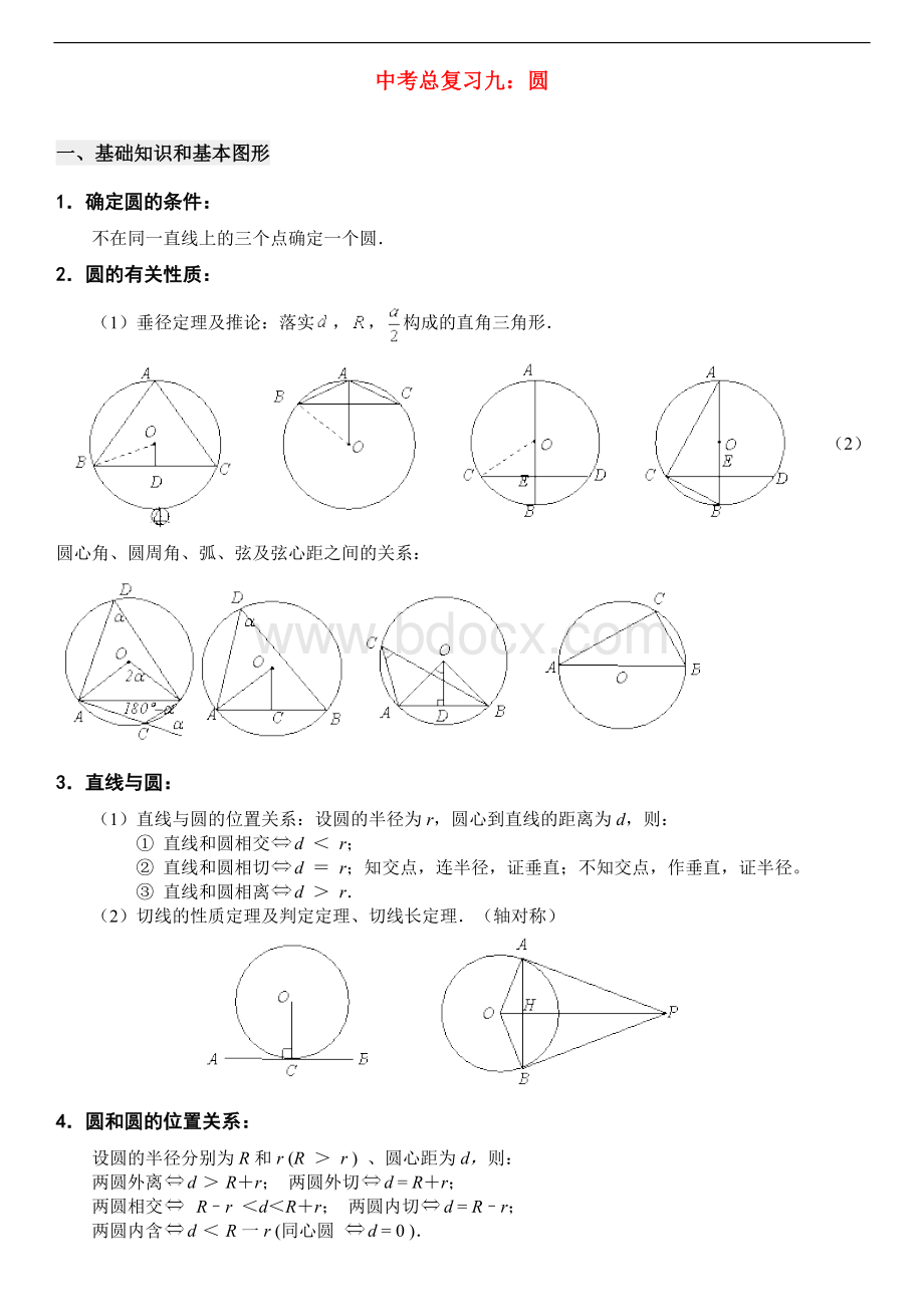 北师大版九年级数学中考总复习九：圆的专题辅导.doc