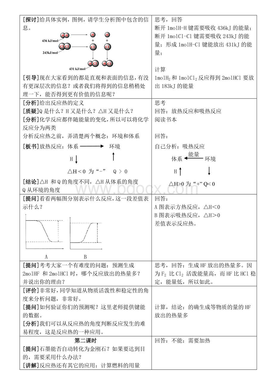 人教版化学选修四第一章第一节教案(表格型).doc_第3页