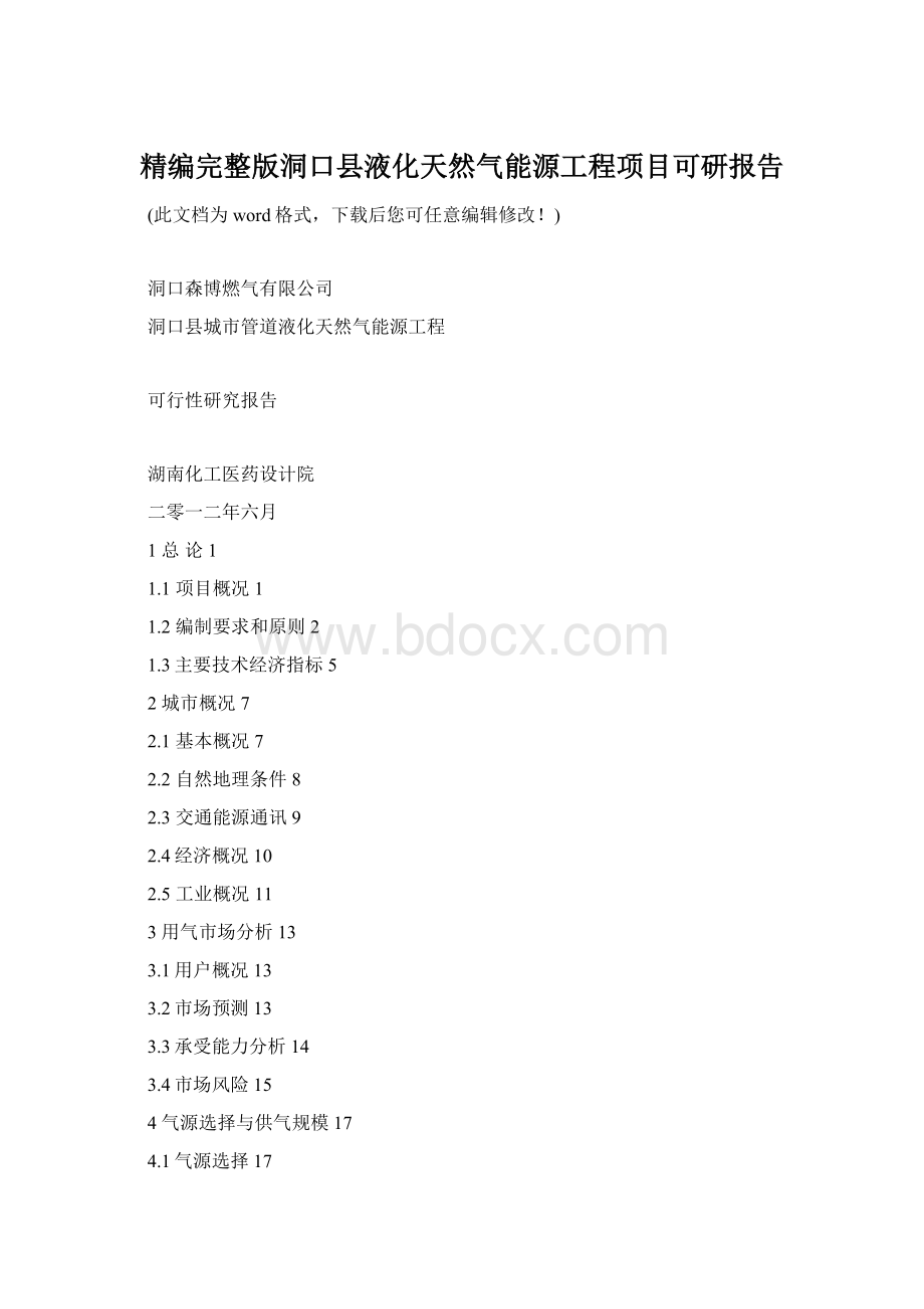 精编完整版洞口县液化天然气能源工程项目可研报告.docx