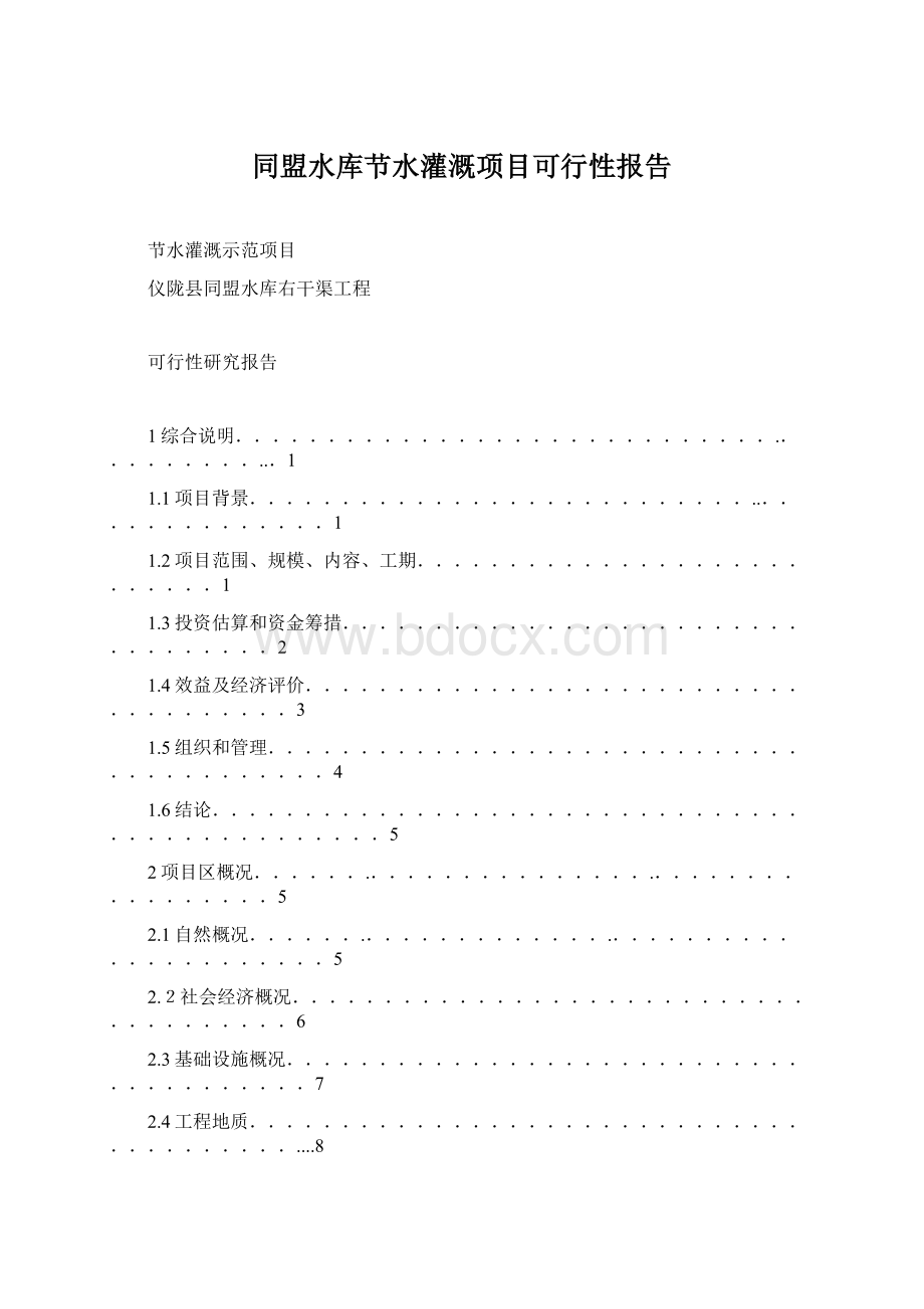 同盟水库节水灌溉项目可行性报告Word格式.docx