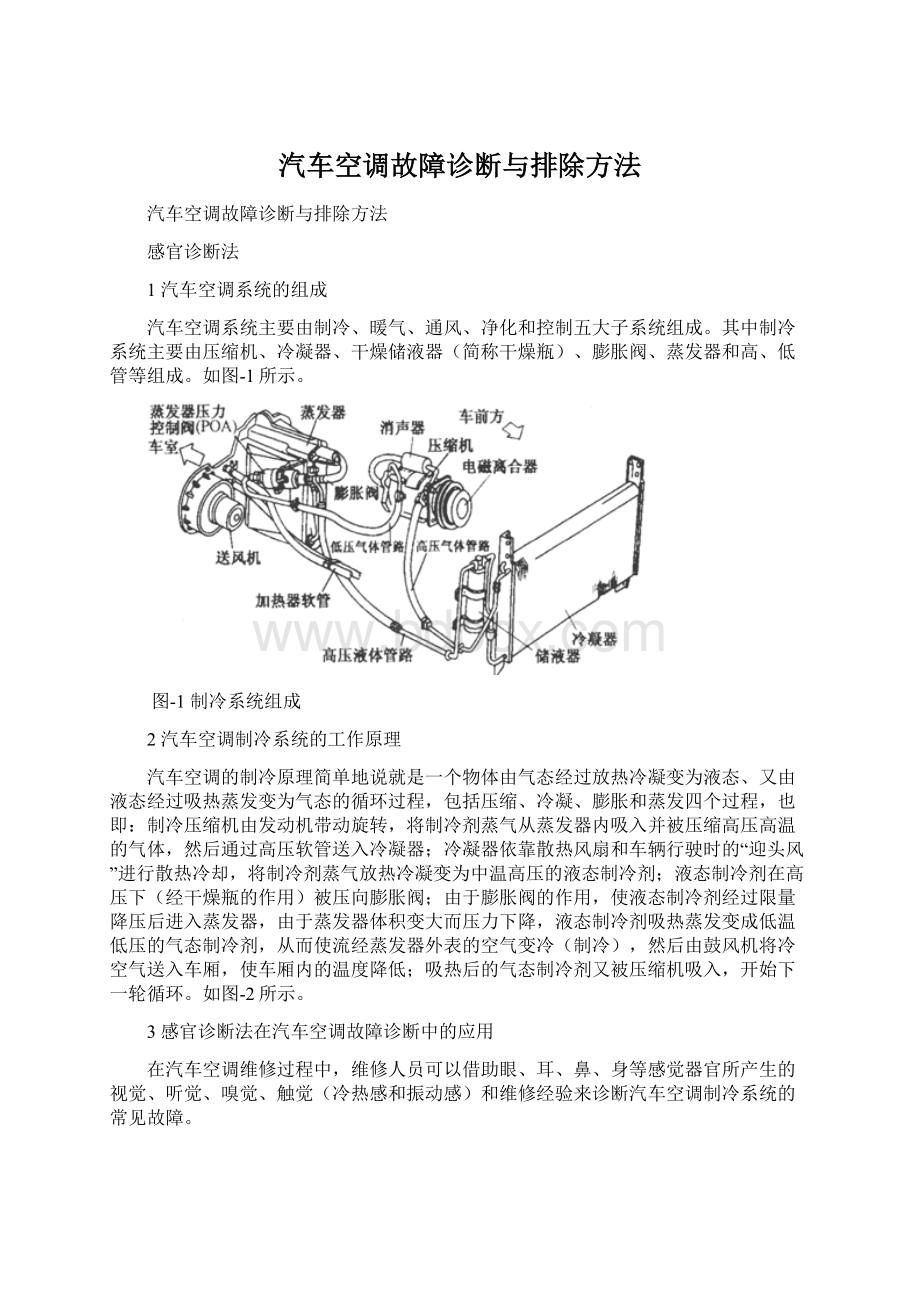 汽车空调故障诊断与排除方法.docx_第1页