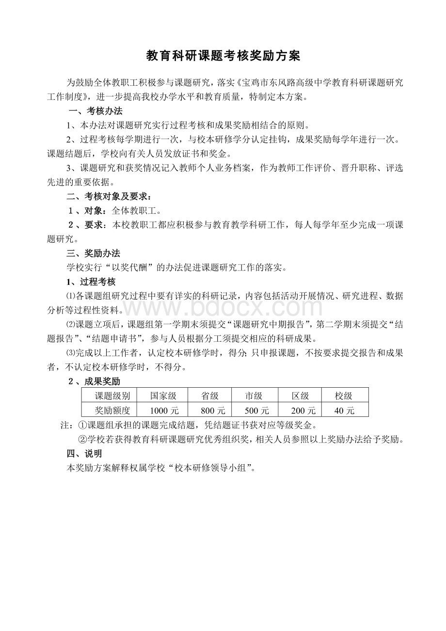 课题考核奖励方案Word格式.doc