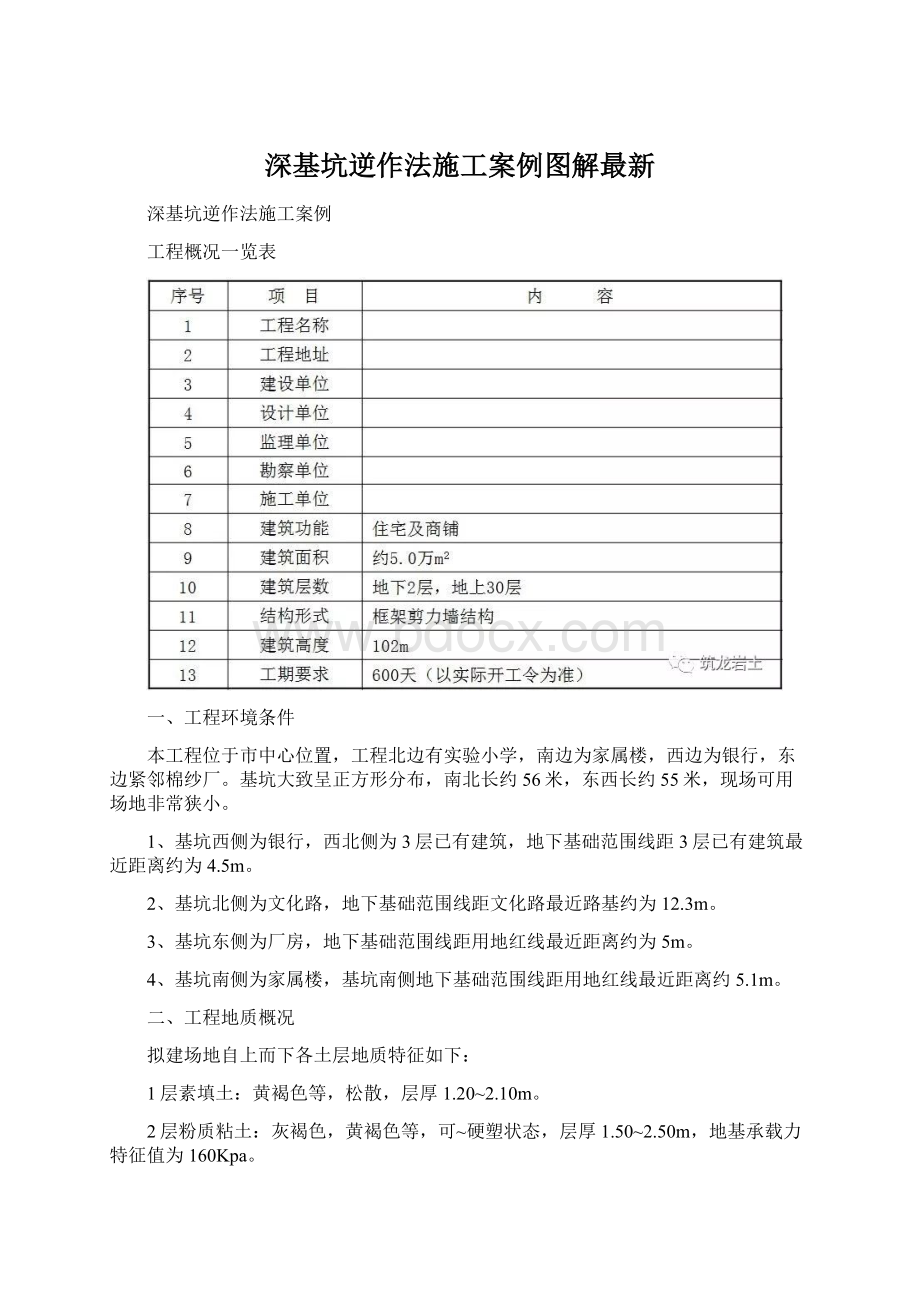 深基坑逆作法施工案例图解最新Word格式.docx_第1页