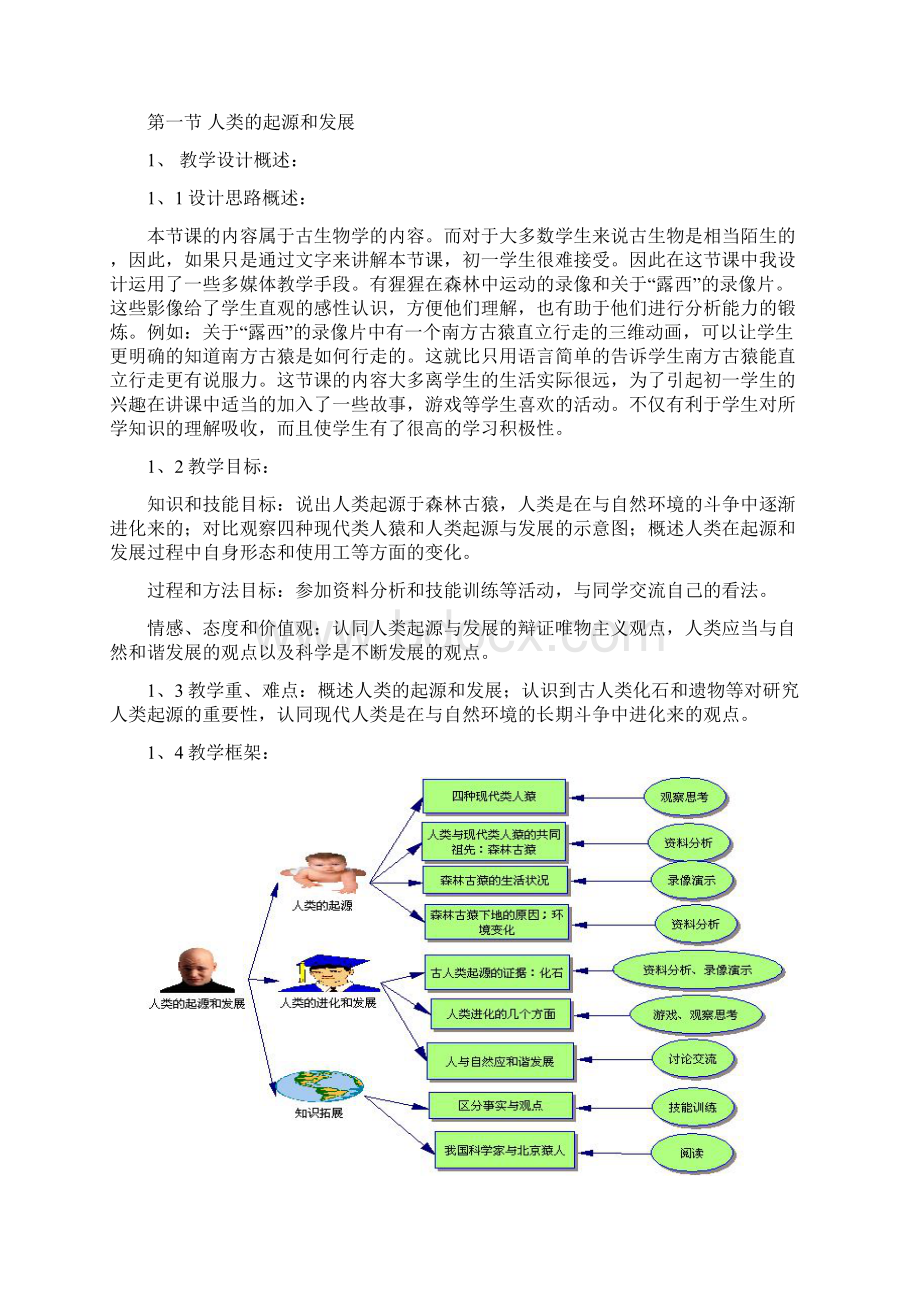 最新初一生物七年级生物人的由来 经典Word文件下载.docx_第2页