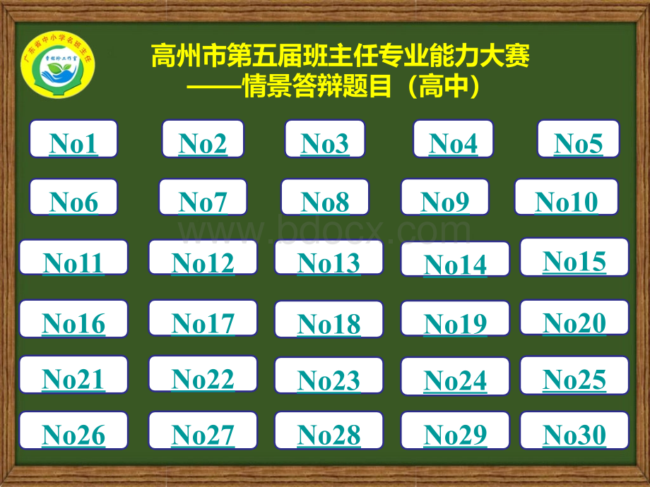 高中班主任能力大赛情景答辩比赛题目.ppt