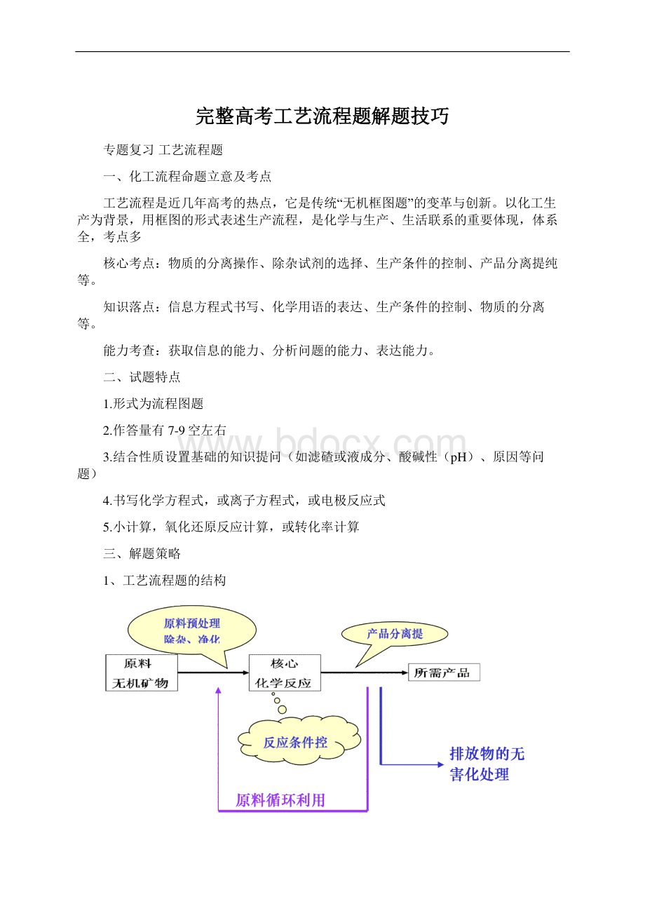 完整高考工艺流程题解题技巧.docx