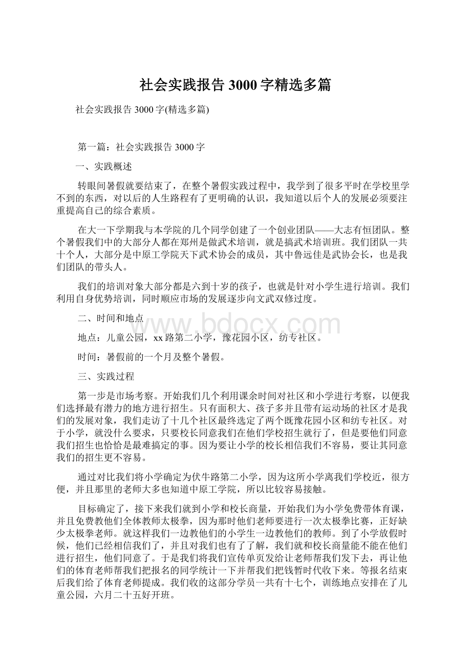 社会实践报告3000字精选多篇.docx_第1页