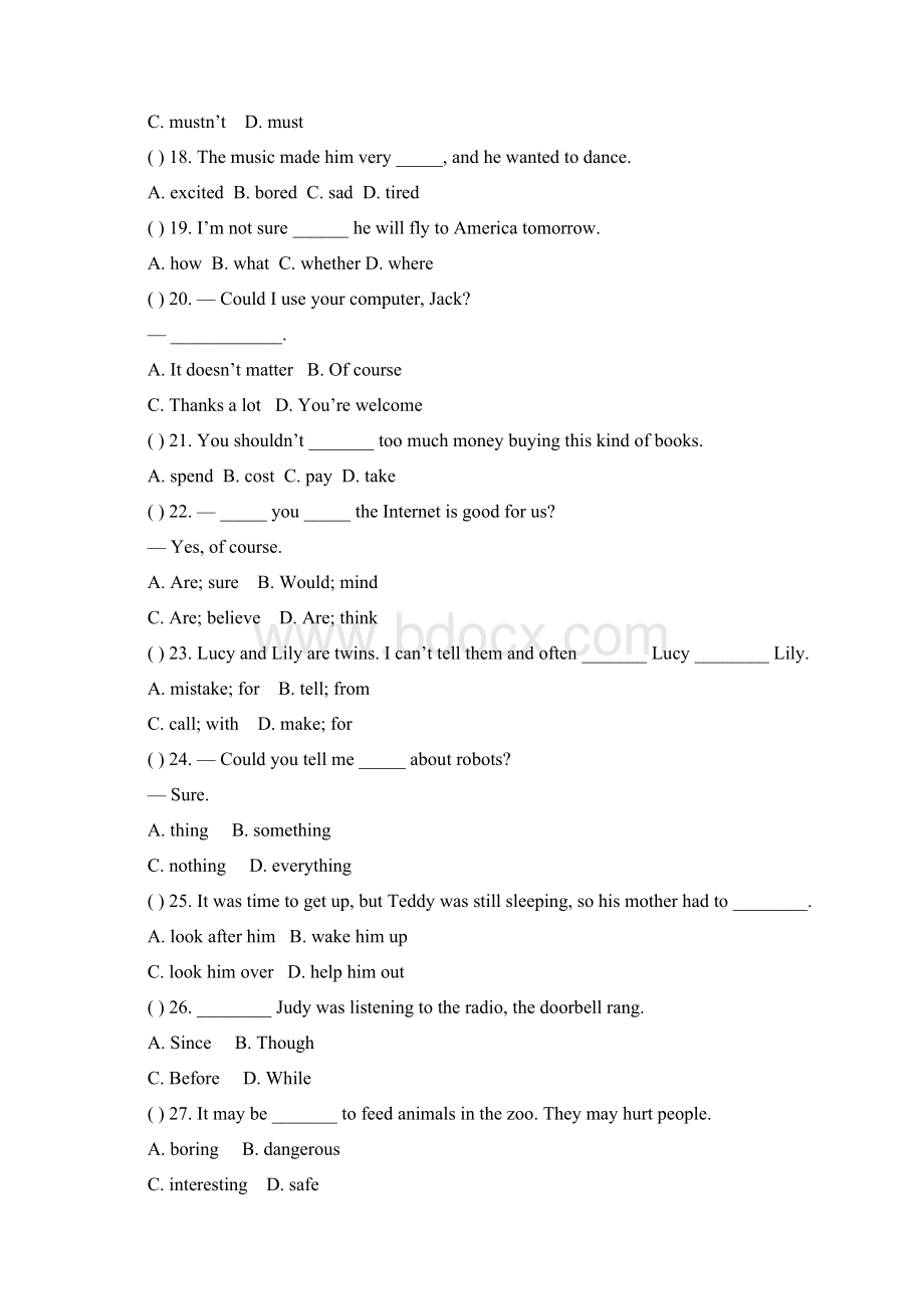 最新仁爱版英语八年级上册Unit4 Topic2同步练习Word下载.docx_第2页