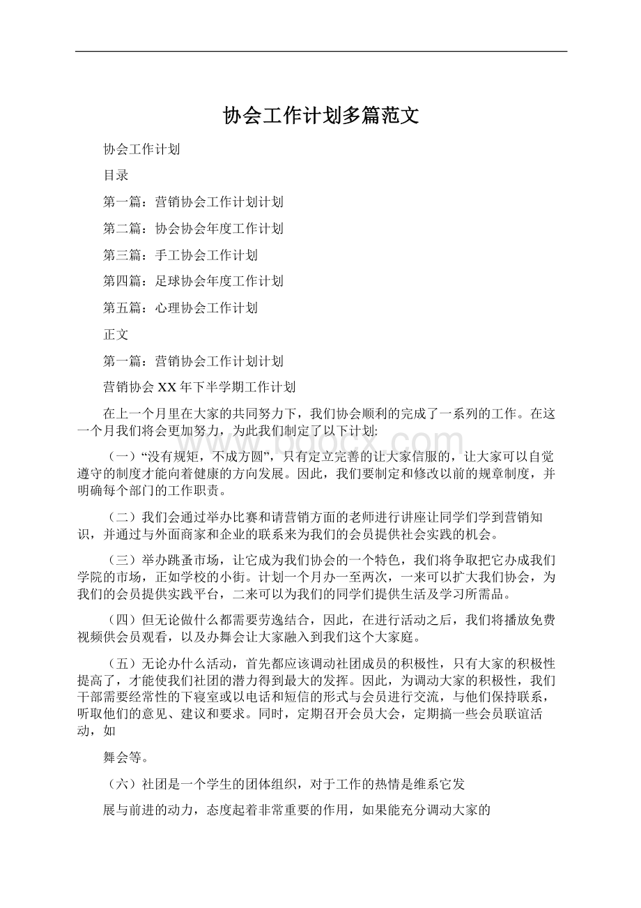 协会工作计划多篇范文.docx