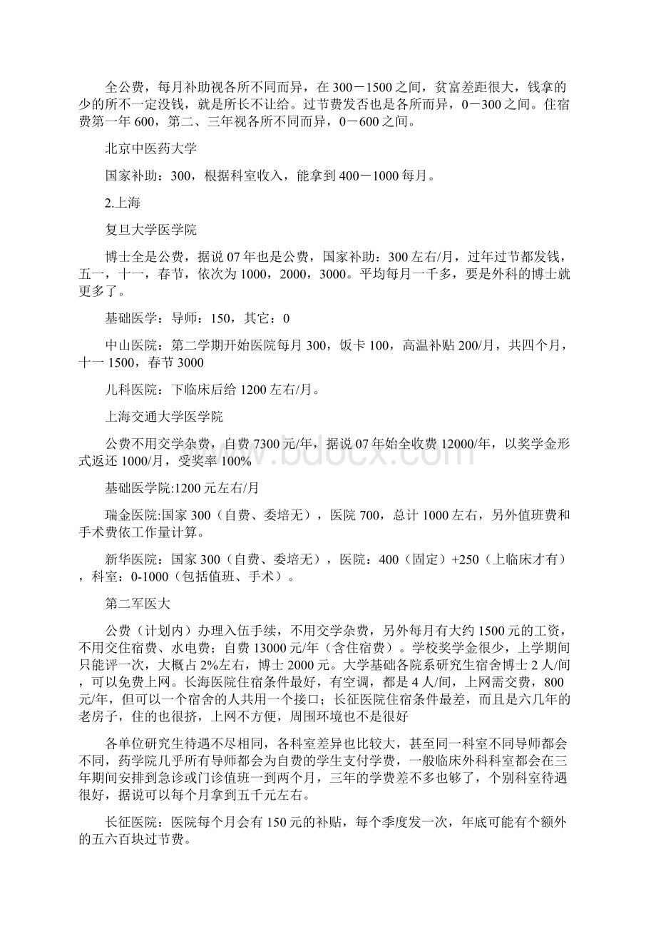 医学博士生在校待遇汇总Word文档格式.docx_第3页