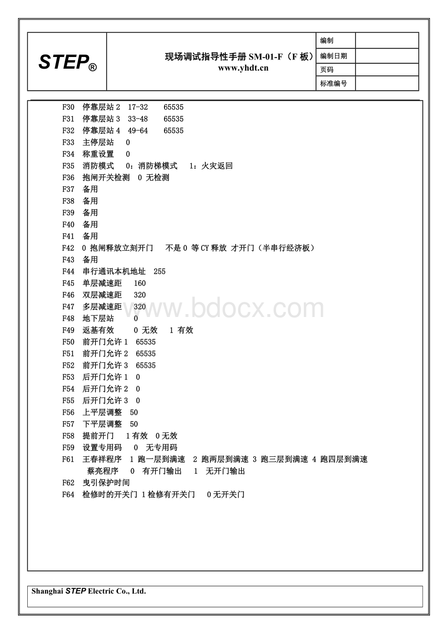 新时达主板电梯现场调试指导性文件(SM-01-F板)宝宝Word下载.doc_第2页